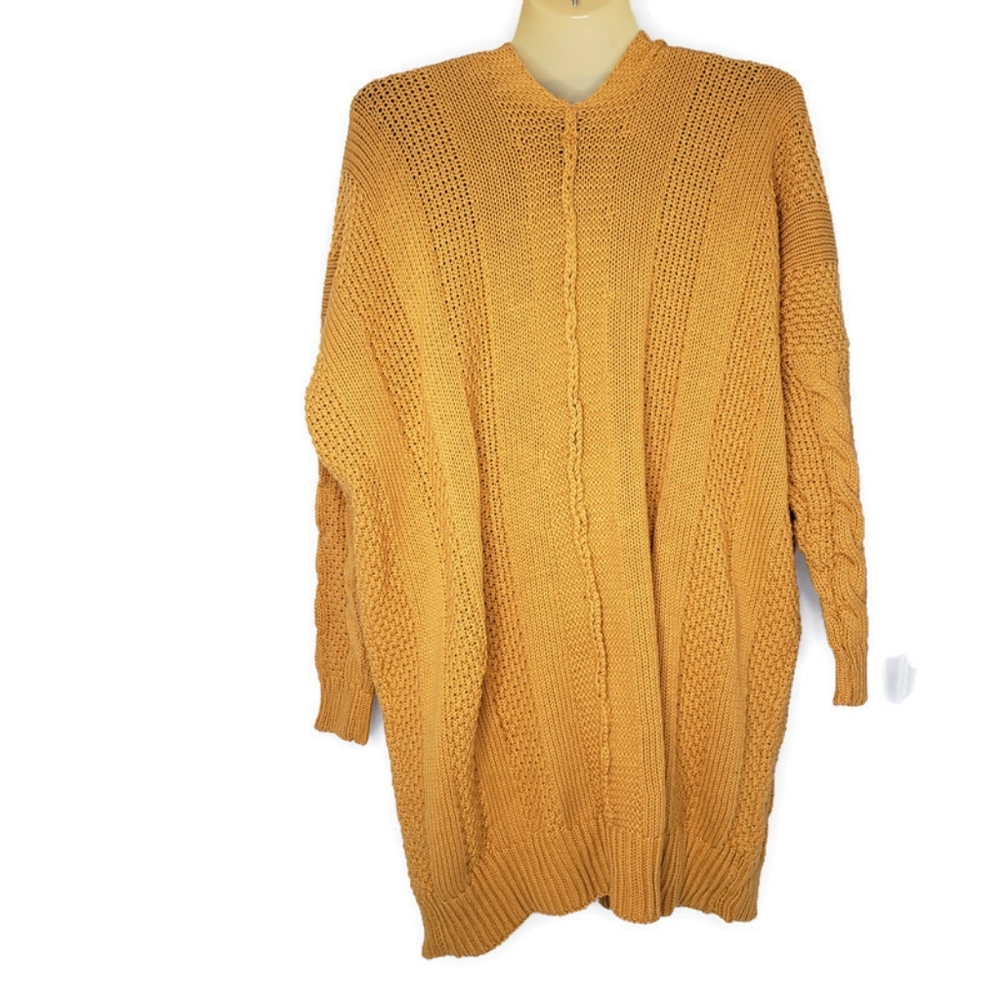 Agnes & Dora Mustard Boyfriend Cardigan Size L - Picture 5 of 6